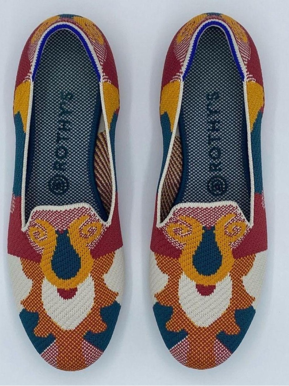 Rothy's Multicolor Knit Slip-On Flats in Red, Mustard & Teal - Picture 1 of 9